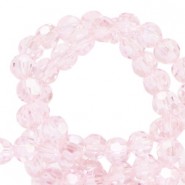 Faceted glass beads 4mm round Primrose pink-pearl shine coating